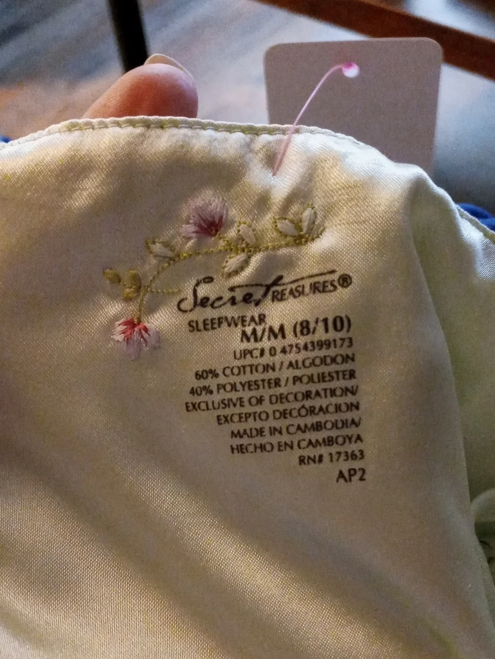 Secret Treasures Medium 8-10 Feminine green Floral Sleeveless nightgown